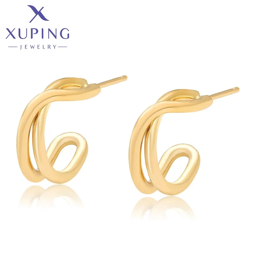 Earrings XUPING perhiasan grosir sederhana temperamen cakar jenis anting hoop tembaga kustom 14k emas perhiasan