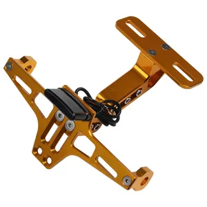 Khung giữ biển số xe máy có đèn LED bằng nhôm CNC có thể điều chỉnh Phụ kiện Moto Đèn báo rẽ Giá đỡ - Product Image 1