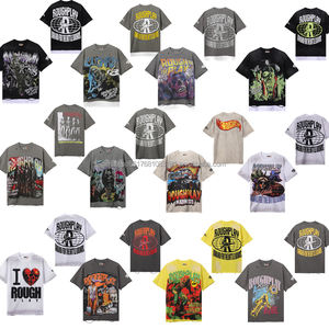 T-shirt Estiva da Uomo a Maniche Corte in Cotone 100% di Alta Qualità, Effetto Vintage con Stampa e Dettagli Diamantati, Lavaggio Grezzo e Effetto Consumato - Product Image 1