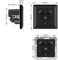 Prise murale Schuko allemande à double USB-C encastrée blanche et noire approuvée par le TUV CE avec chargeur haute vitesse PD 18W