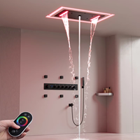 Système de douche luxueux avec éclairage LED, robinet de douche chaud et froid, salle de bain, pomme de douche LED 28*15 pouces avec jet de massage corporel