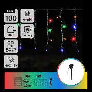 Ghirlanda solare di luci piatte in carbone RGB, +5m, 0,4m; ideale per decorazioni esterne e per creare atmosfere festive. - Product Image 1