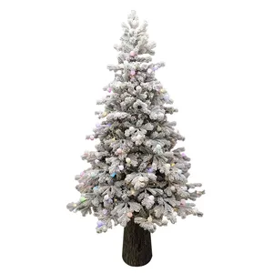 Arts for Party Artificial Stump Pre Lit Snow Covered Flock Gray Smart Christmas Tree with Decorations Arbol De Navidad