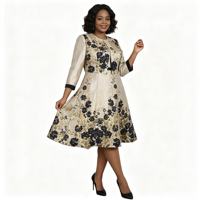 Ensemble de robe de cérémonie en tissu brocart avec motif unique, grande taille, au design magnifique