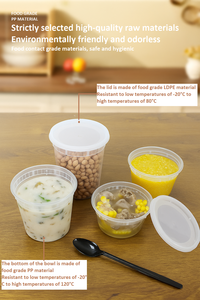 Tazón redondo con tapa para llevar, fiambrera de plástico grueso a prueba de fugas, taza de sopa desechable, embalaje, Cubo de gachas, grado alimenticio - Product Image 3