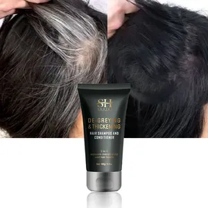 Shampoo 2 em 1 para tintura de cabelo preto, rápido e fácil, shampoo com óleo de argan e azeitona para coloração de cabelos