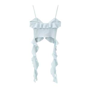 QSY 2025 Bl E Color Spaghetti Strap R Ffle Venta caliente Cas Al Fashion Tank Top para mujer - Product Image 2