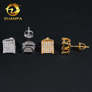 GRA Certificate Bulk Stock in America Warehouse Fashion Jewelry Iced Out S925 Screw <strong>Back</strong> VVS1 Moissanite Square Stud <strong>Earrings</strong> - Product Image 3