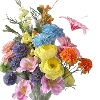 Monet Garten Seidenblumen für Hochzeitsdekoration im Freien, DIY Blumenarrangement mit Rosen, Pfingstrosen, Phalaenopsis und Orchideen