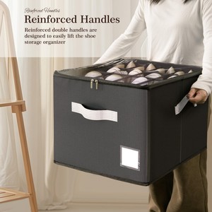 <b>Clear</b> Cover Foldable Shoe <b>Storage</b> Organizer Fabric Shoe <b>Storage</b> Box with Handle for Wardrobe and Living Room - Product Image 5