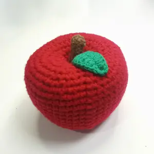 Fio de lã artesanal de crochê, artesanato de malha, decoração de natal, apple vermelho