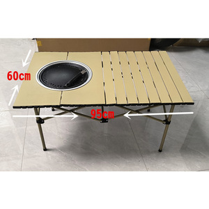 Table de barbecue pliante d'extérieur de 95 cm de long en alliage d'aluminium, gril portable avec réchaud pour pique-nique et vente ambulante - Product Image 1