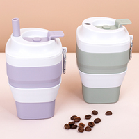 Vente en gros de tasses à café pliables en silicone personnalisées pour les voyages, gobelets à eau réutilisables pliables