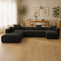 Canapé d'angle modulable Amperui en forme de L, sectionnel surdimensionné, moderne, rembourré en tissu éponge, pieds écologiques