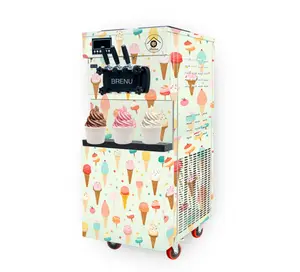 BRENU Automatic 220v/110v Customizable Industrial Italian Glace Ice Cream Cone Frozen Yogurt Machine