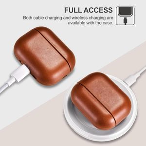 Étui pour écouteurs en cuir ciré à la main pour <span class=keywords><strong>AirPods</strong></span> 1/2/3/4 - Housse de protection antichoc de qualité supérieure - Vente en gros, personnalisation OEM - Product Image 4