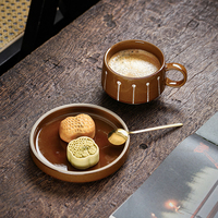 Ensemble de tasse et soucoupe à café en céramique vintage japonaise, changement de four, style rétro, pour l'après-midi, latte art