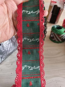 <span class=keywords><strong>Ruban</strong></span> en polyester lin uni personnalisé imprimé de 63 mm (2,5 pouces) avec bord festonné pour la décoration de Noël - Product Image 2