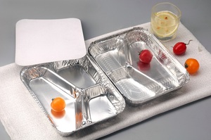 Plateau jetable en <span class=keywords><strong>aluminium</strong></span> de 780ml, avec couvercles, <span class=keywords><strong>3</strong></span> <span class=keywords><strong>compartiments</strong></span>, pour servir des aliments jetables, récipient à emporter, 30/50 pièces - Product Image 3