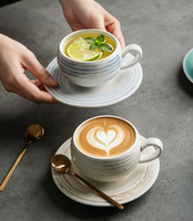Tasse à café en céramique de luxe en forme d'œuf sphérique avec soucoupe, ensemble unique pour la maison, idéal pour le latte art