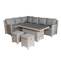 Ensemble de canapé en rotin imperméable et résistant aux UV pour 8 personnes, table basse en osier, table à manger moderne en aluminium pour jardin, cour, parc
