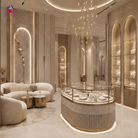 Comptoir à bijoux éclairé par LED Sundo, vitrine en verre doré pour la décoration intérieure des boutiques, décoration de salle d'exposition de bijoux