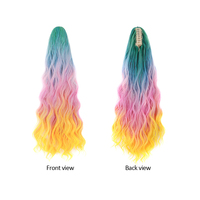 Queue de cheval synthétique colorée de 24 pouces, longue, ondulée, avec pince à griffes, extensions de cheveux bouclés et ondulés – Grande Vente