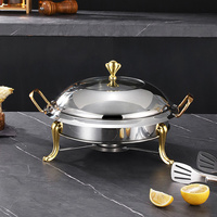 Kommerzielles Hotel Buffet Golden Silver Restaurant Party Runde Speisen wärmer Set Edelstahl Chafing Dish