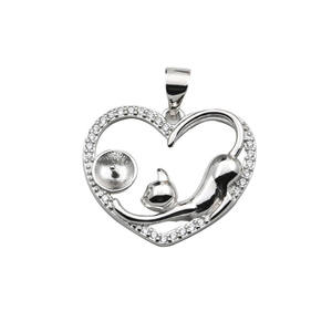 Colgante de Plata S925, 7-8, Diseño de Mono Pesca Luna, Bandeja de Joyería DIY Vacía, Accesorio con Perla Incrustada 1476 - Product Image 5