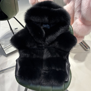 <span class=keywords><strong>Veste</strong></span> en fourrure de renard naturelle à capuche, <span class=keywords><strong>gilet</strong></span> court en fourrure de renard, manteau sans manches en vraie fourrure de renard pour <span class=keywords><strong>femme</strong></span> - Product Image 5