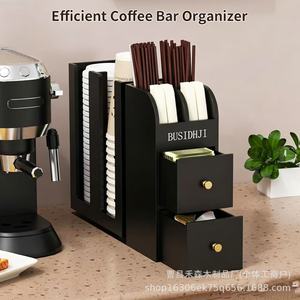 Busidhji – support de rangement pour café avec tiroirs pour sachets de thé et capsules, organisateur de bureau, grande capacité, 2 niveaux - Product Image 3