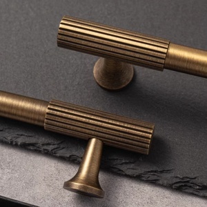 Designer Cabinet Handles Brushed Gold Cabinet Handles Vintage Stripes Furniture Handles <strong>Knobs</strong> for Nightstands Kitchen Cabinet - Product Image 5