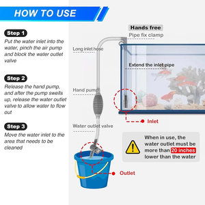 Siphon semi-automatique pour aquarium 1,5 m/1,7 m avec valve de contrôle du débit, accessoires pour aquarium, nettoyage du sable du réservoir à poissons - Product Image 6