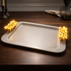 Bandeja de Servicio de Primera Calidad con Asa Dorada para Hoteles de Lujo, Bandeja de Servicio Estilo Antiguo - Product Image 2