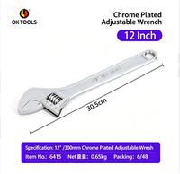 Clé à molette réglable à extrémité unique en acier forgé à haute teneur en carbone chromé de 12 pouces, clé SAE à grande ouverture de 55 mm avec poignée antidérapante