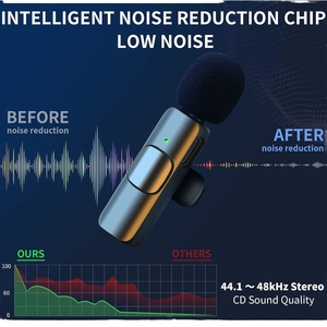 K9ติดปกเสื้อไมโครโฟนไร้สายแบบมืออาชีพไมโครโฟนเสียบแล้วเล่นไมโครโฟนสำหรับ <span class=keywords><strong>iPhone</strong></span> Android, YouTube, Vlog - Product Image 4