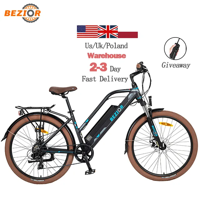 Bezior-Bicicleta Eléctrica M2 Pro para mujer, bici con Motor de 36V y 500W, 26 pulgadas, envío directo, almacén de EE. UU.