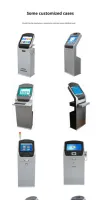 Quiosco de Pago Autoservicio Vertical con Lector de Códigos de Barras y Carcasa Metálica de Pie para Bancos.