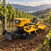 Tracteur chenillé 65 CV avec charrue à disques pour le travail profond du sol dans les terres agricoles sèches et la préparation des champs en germe, machine agricole à chenilles