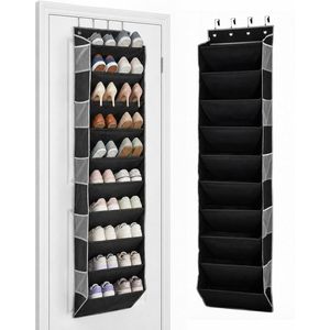 Over The Door Shoe Organizer 10 Tier <b>Black</b> Hanging With 20 Pockets For Shoes Behind Doors Or On Walls - Product Image 1