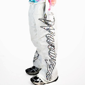 Factory Custom High Quality Baggy <b>Pants</b> <b>Straight</b> <b>Leg</b> Trouser Oversized Waterproof Embroidery Rhinestone Nylon <b>Track</b> <b>Pants</b> - Product Image 4