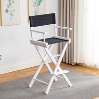 Chaise de maquillage de réalisateur en bois blanc pliable et de luxe pour adultes, très résistante, avec logo personnalisé VIP