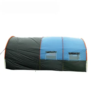 大型野营帐篷防水帆布玻璃纤维家庭隧道10人帐篷设备户外登山派对