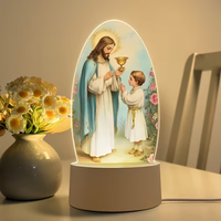 Lampe 3D LED à Impression UV Jésus Vierge Marie Croix, Nouveauté 2026, Idéale pour la Décoration