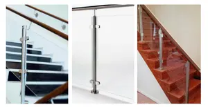 Modern Outdoor Glass Railing Stair Balustrades Stand Column Railing Bracket Handrail Stainless Steel Balcony Glass Railing