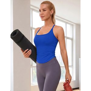 FOXA Débardeur de sport pour femme avec soutien-gorge intégré, crop top froncé, col carré, anti-transpiration, pour yoga et gym - Product Image 3