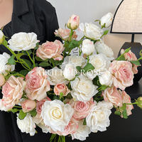 3 Têtes de Roses Artificielles Réalistes en Soie Brûlée, Bords Grillés, pour Mariage, Décoration Intérieure, Thanksgiving