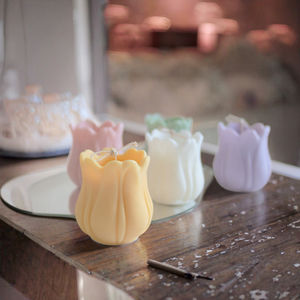 Vela artística de cera de abejas con forma de tulipán hecha a mano BEISI-P9 para decoración del hogar, bodas y celebraciones del Día de la Madre - Product Image 3