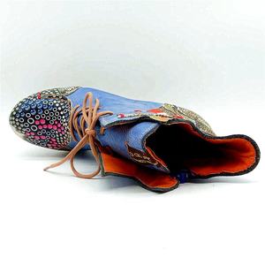 Chaussures d'hiver en cuir poli pour femmes, bottes décontractées populaires en peau de serpent imprimée, nouvelle collection - Product Image 5