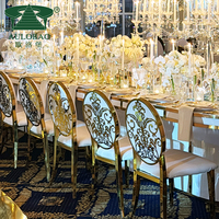 Chaise de mariage, siège sculpté de luxe avec cadre en acier inoxydable, pour banquet